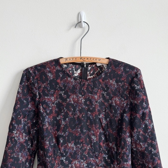 DEREK LAM 10 CROSBY • Silk Bell Sleeve Button Detail Mini Dress in Ink Multi - Picture 6 of 13